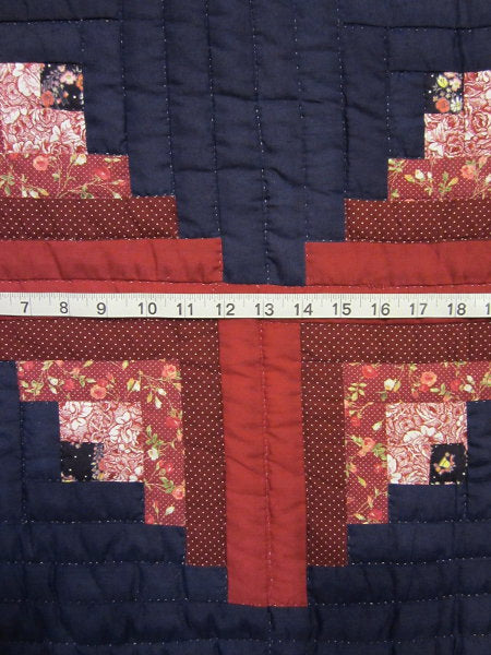 Log Cabin Wave Patchwork Amish Quilt 104x117