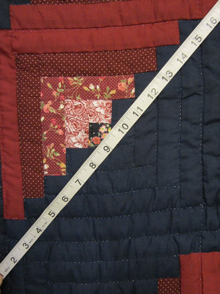 Log Cabin Wave Patchwork Amish Quilt 104x117