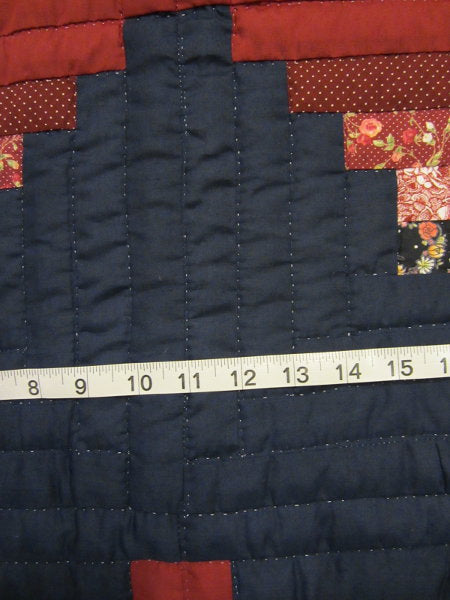 Log Cabin Wave Patchwork Amish Quilt 104x117