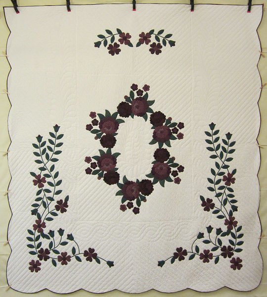 Rose Bouquet Wreath Applique Amish Quilt 101x113