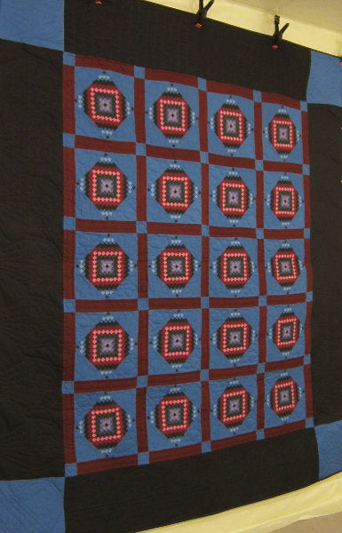 Dutch Colors Amish Mini Squares Diamond Quilt 99x109