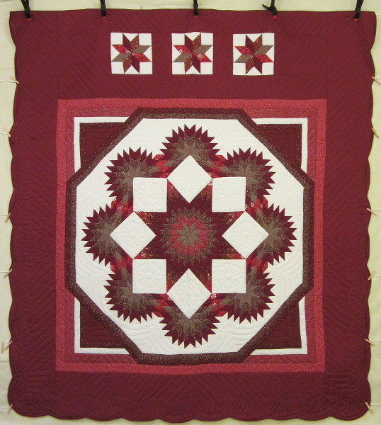 Split Compass Star Patchwork Amish Quilt 103x116