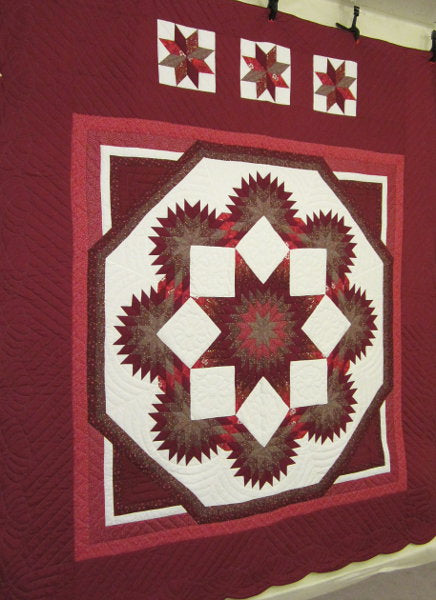 Split Compass Star Patchwork Amish Quilt 103x116