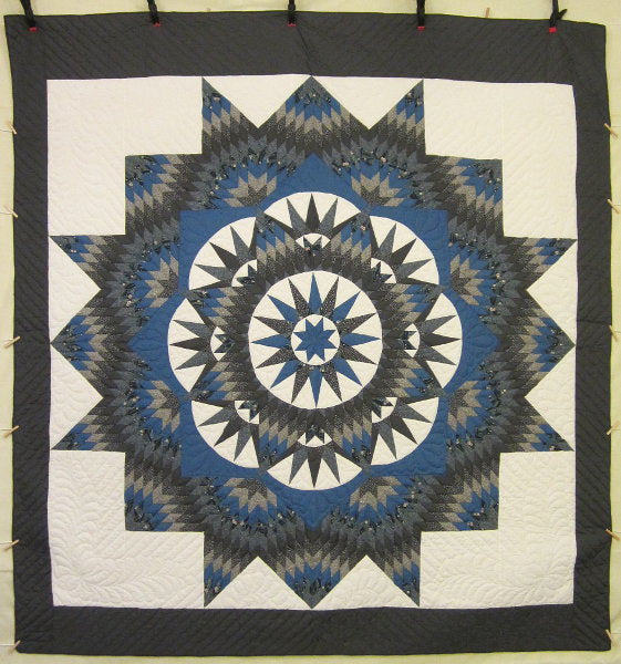 Broken Mariners Compass Star Amish Quilt 108x115