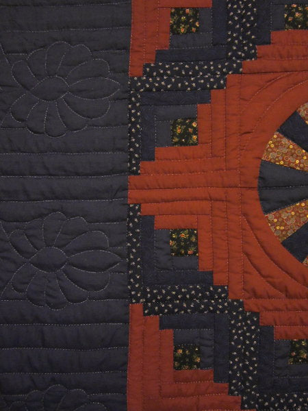 Log Cabin Fan Amish Quilt 103x113
