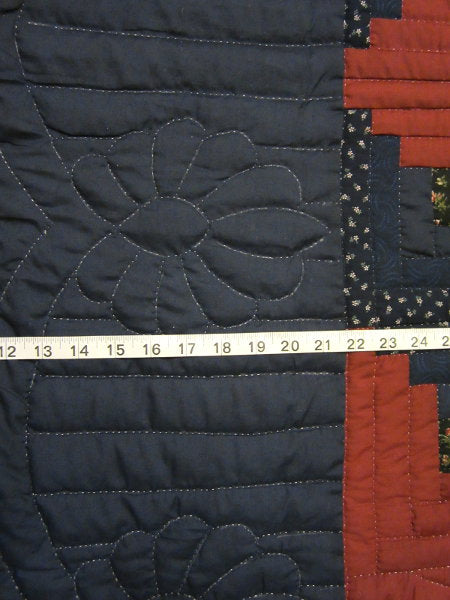 Log Cabin Fan Amish Quilt 103x113