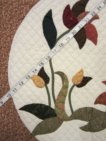 Lily Framed Flower Applique Amish Quilt 104x114