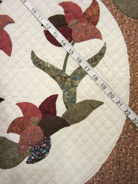 Lily Framed Flower Applique Amish Quilt 104x114