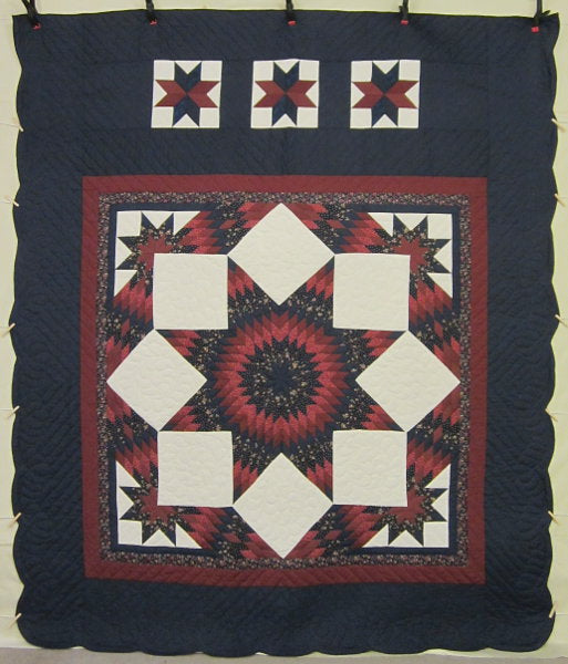Split Stars Compass Patchwork Amish Quilt 102x117