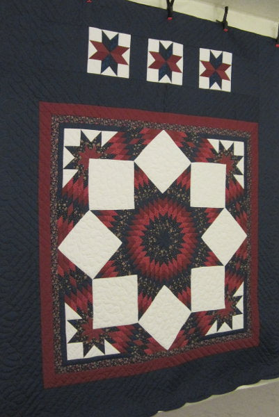 Split Stars Compass Patchwork Amish Quilt 102x117