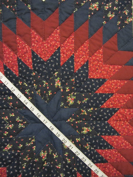 Split Stars Compass Patchwork Amish Quilt 102x117