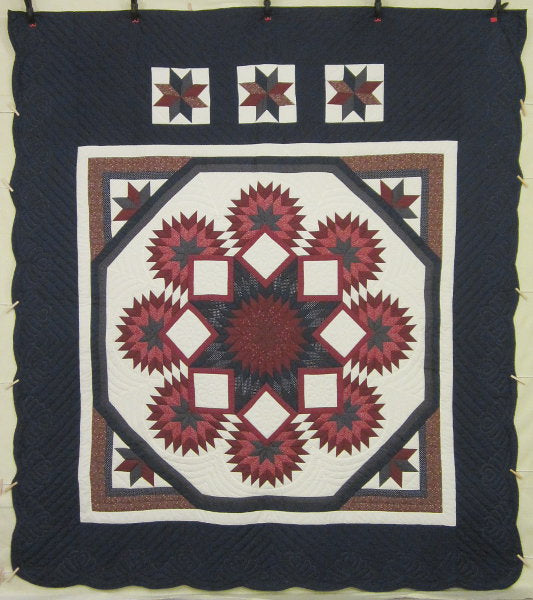 Compass Stars Patchwork Amish Quilt 101x115