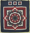 Framed Improved Compass Star Patchwork Amish Quilt 104x114