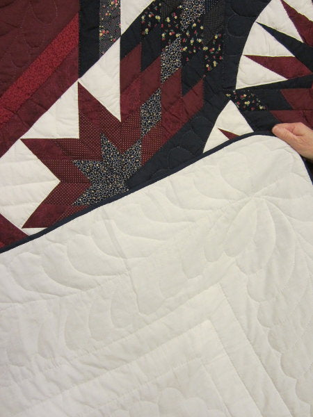 Framed Improved Compass Star Patchwork Amish Quilt 104x114