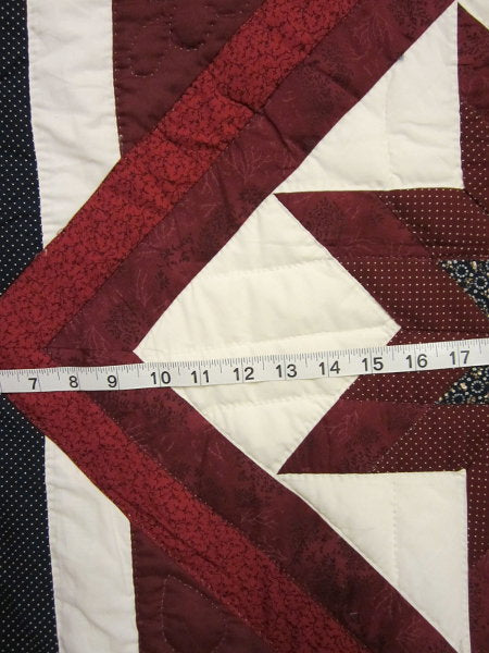 Framed Improved Compass Star Patchwork Amish Quilt 104x114