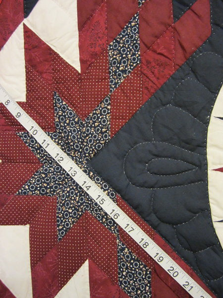 Framed Improved Compass Star Patchwork Amish Quilt 104x114