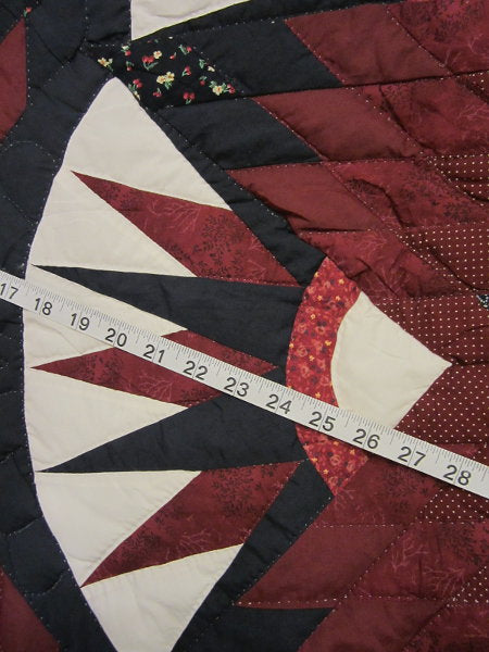 Framed Improved Compass Star Patchwork Amish Quilt 104x114