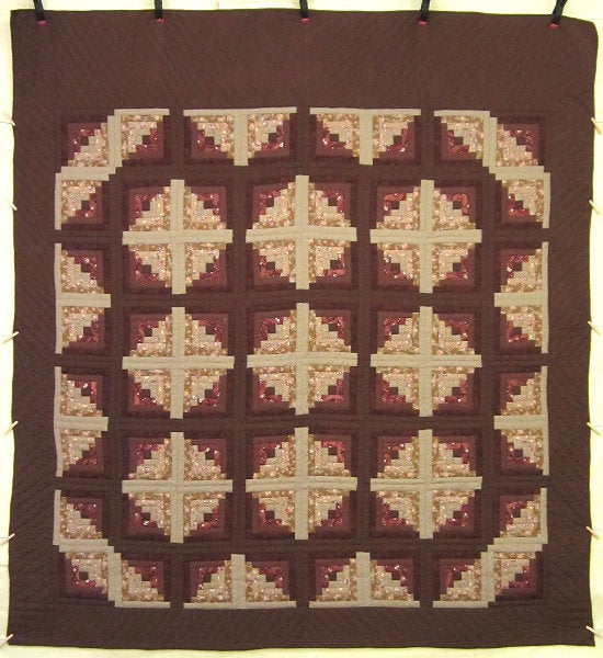 Terra Earth Log Cabin Amish Quilt 103x112