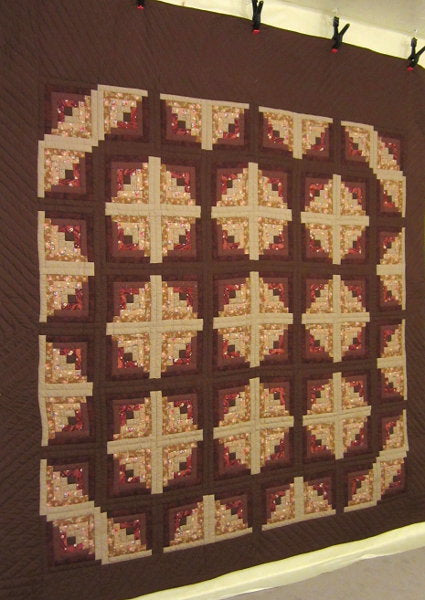 Terra Earth Log Cabin Amish Quilt 103x112