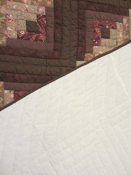 Terra Earth Log Cabin Amish Quilt 103x112