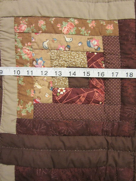 Terra Earth Log Cabin Amish Quilt 103x112