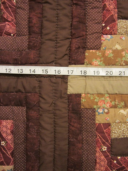 Terra Earth Log Cabin Amish Quilt 103x112