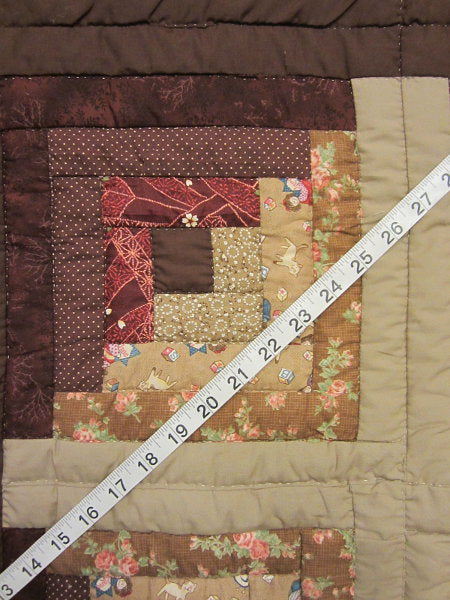 Terra Earth Log Cabin Amish Quilt 103x112