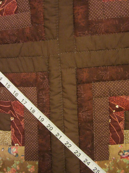 Terra Earth Log Cabin Amish Quilt 103x112
