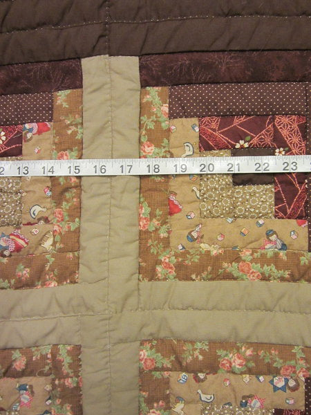 Terra Earth Log Cabin Amish Quilt 103x112