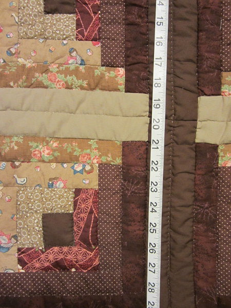 Terra Earth Log Cabin Amish Quilt 103x112