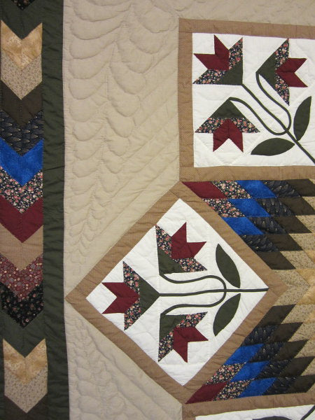 Framed Improved Lone Star Amish Quilt 104x116