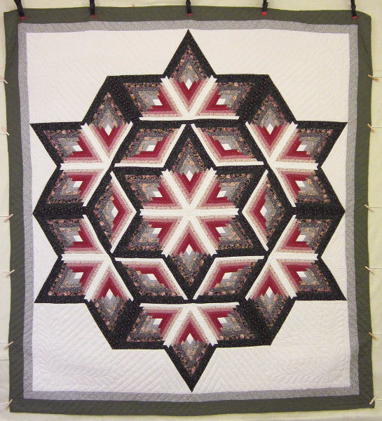 Completed Broken Star Amish Quilt 101x114