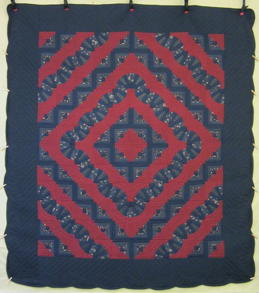 Log Cabin Fan Patchwork Amish Quilt 101x115