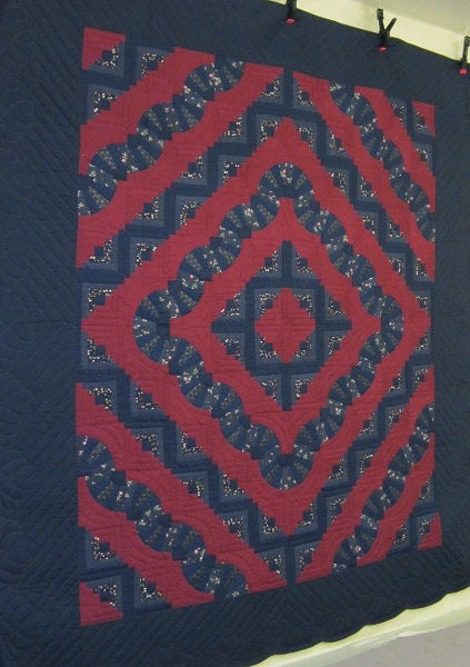 Log Cabin Fan Patchwork Amish Quilt 101x115