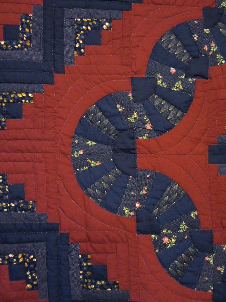 Log Cabin Fan Patchwork Amish Quilt 101x115