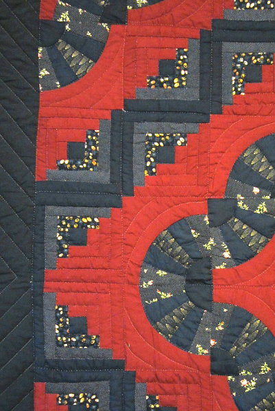 Log Cabin Fan Patchwork Amish Quilt 101x115