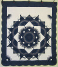 Blue Broken Twinkling Star Amish Quilt 101x113