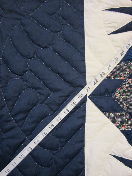 Blue Broken Twinkling Star Amish Quilt 101x113