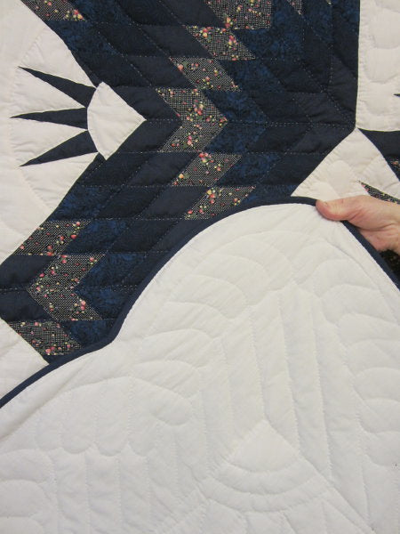 Blue Broken Twinkling Star Amish Quilt 101x113