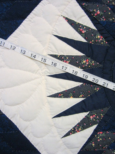 Blue Broken Twinkling Star Amish Quilt 101x113