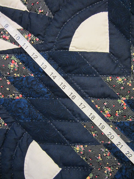 Blue Broken Twinkling Star Amish Quilt 101x113