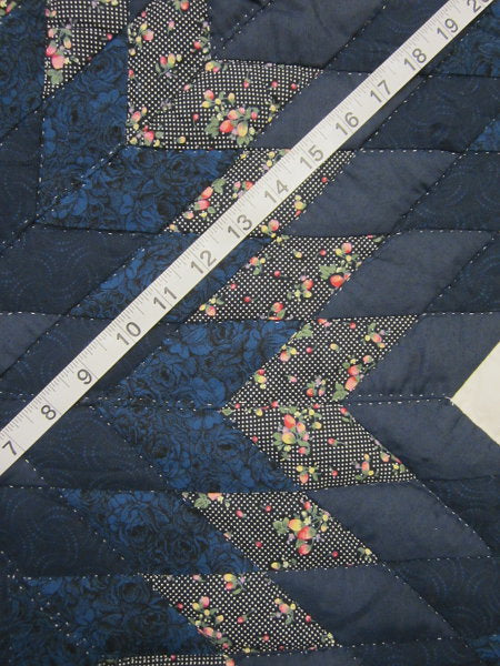 Blue Broken Twinkling Star Amish Quilt 101x113