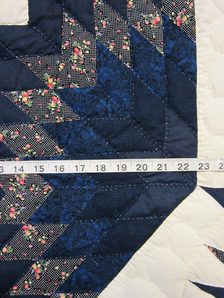 Blue Broken Twinkling Star Amish Quilt 101x113