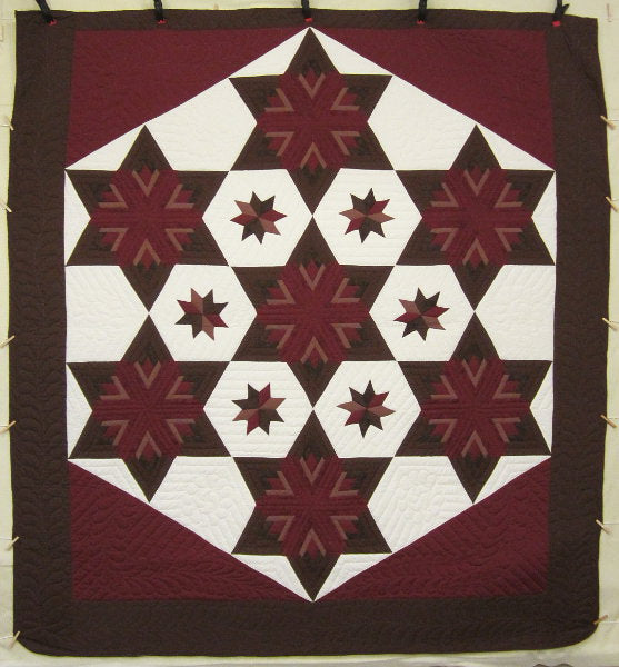 King Hexagon Star Patchwork Amish Quilt 107x115