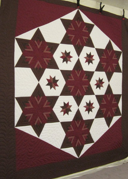 King Hexagon Star Patchwork Amish Quilt 107x115