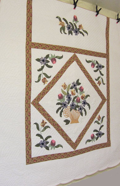 Victorian Flower Basket Applique Amish Quilt 104x114