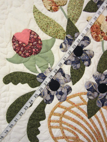 Victorian Flower Basket Applique Amish Quilt 104x114