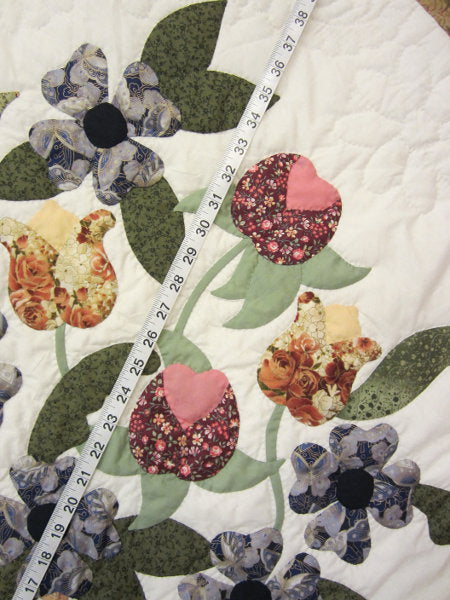 Victorian Flower Basket Applique Amish Quilt 104x114