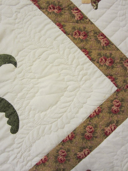 Victorian Flower Basket Applique Amish Quilt 104x114