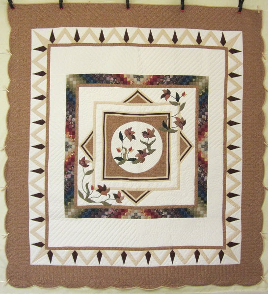 Buds Flowers Applique Amish Quilt 106x115